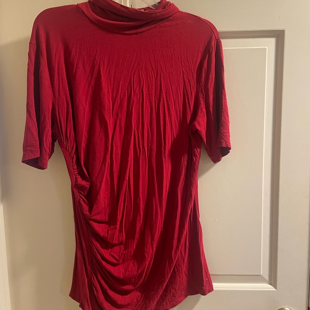 New York & Company Red Ruched Blouse